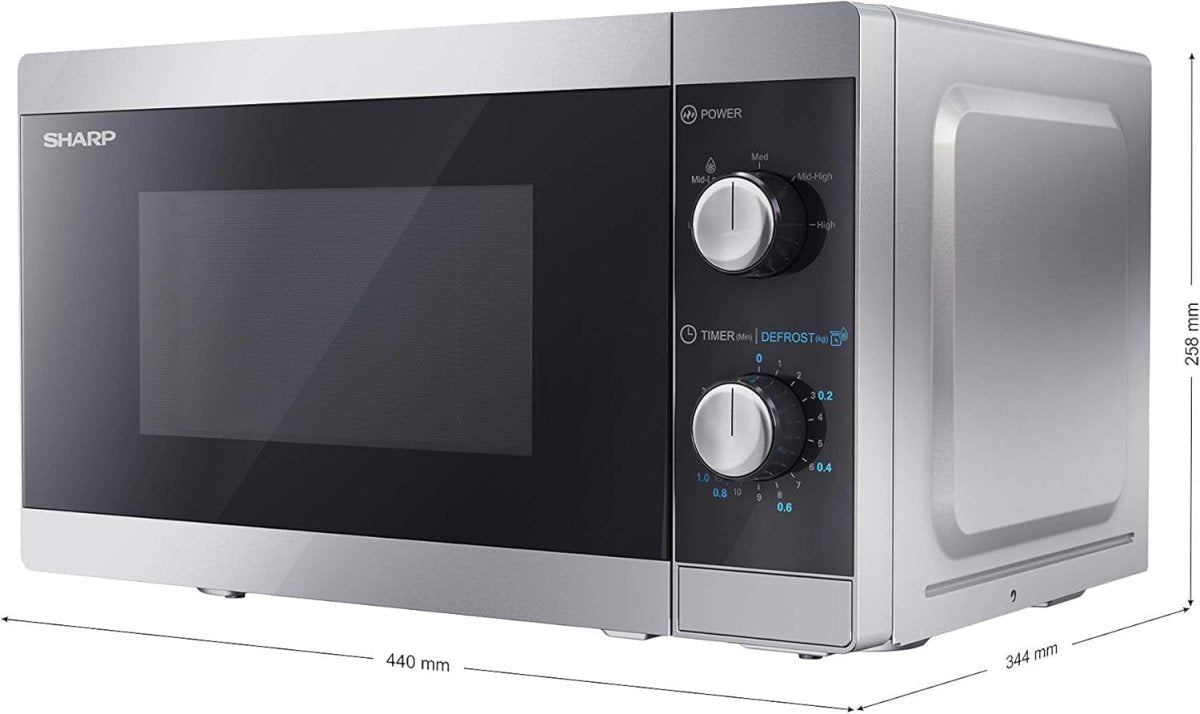 20L 800W Manual Microwave Silver 5 Power Defrost LED - Kwikley
