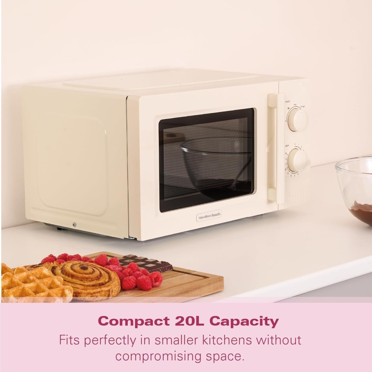 20L Manual Microwave 800W 5 Power Levels Quick Defrost Sand - Kwikley