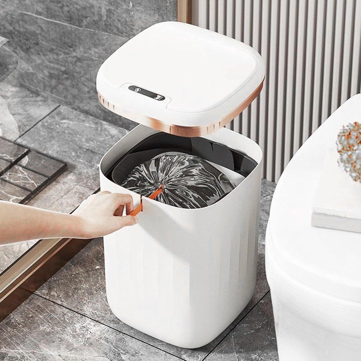 20L Touchless Trash Can Automatic Sensor Bin White Gold - Kwikley