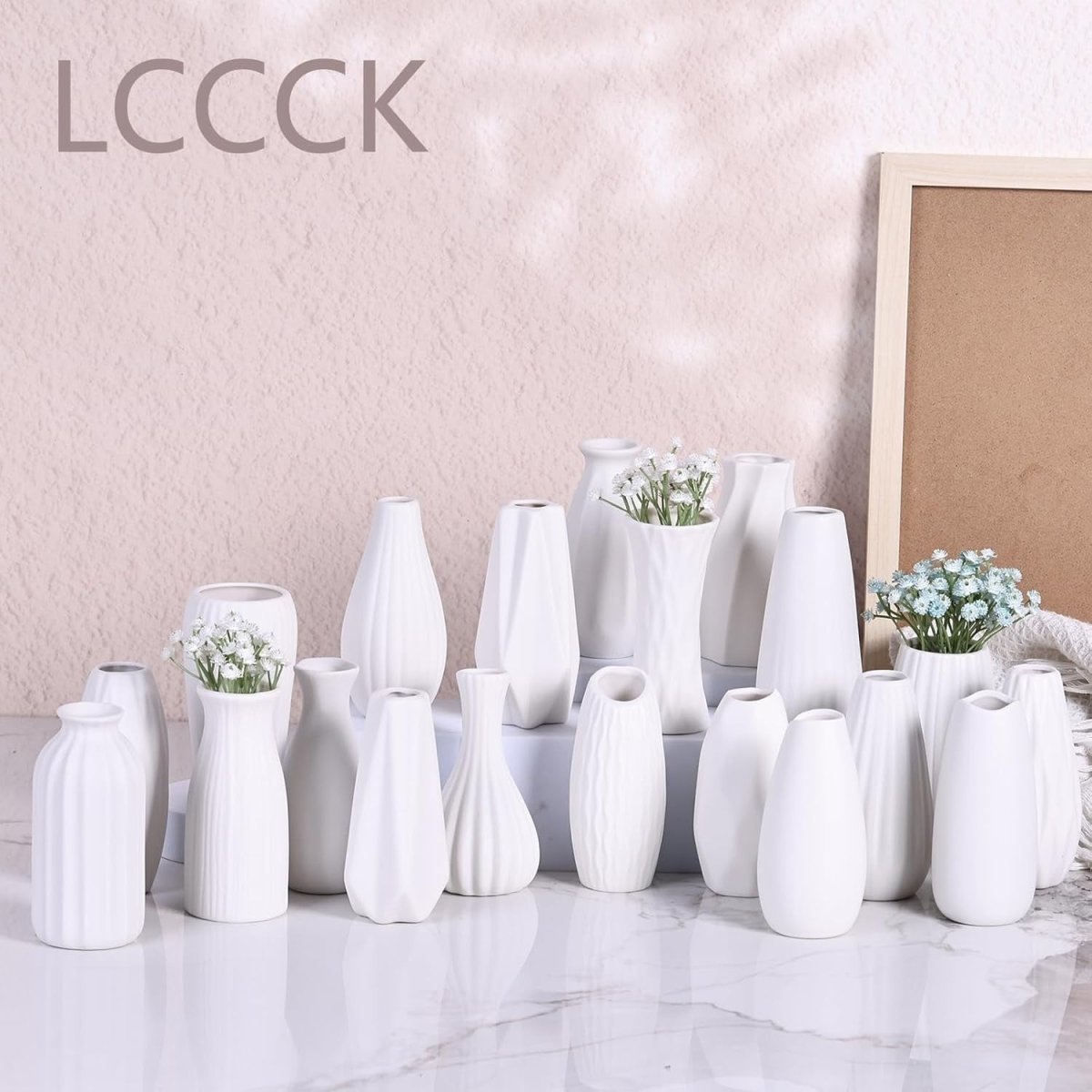 20pcs White Ceramic Bud Vase Set Table Centerpiece Wedding Home Decor - Kwikley