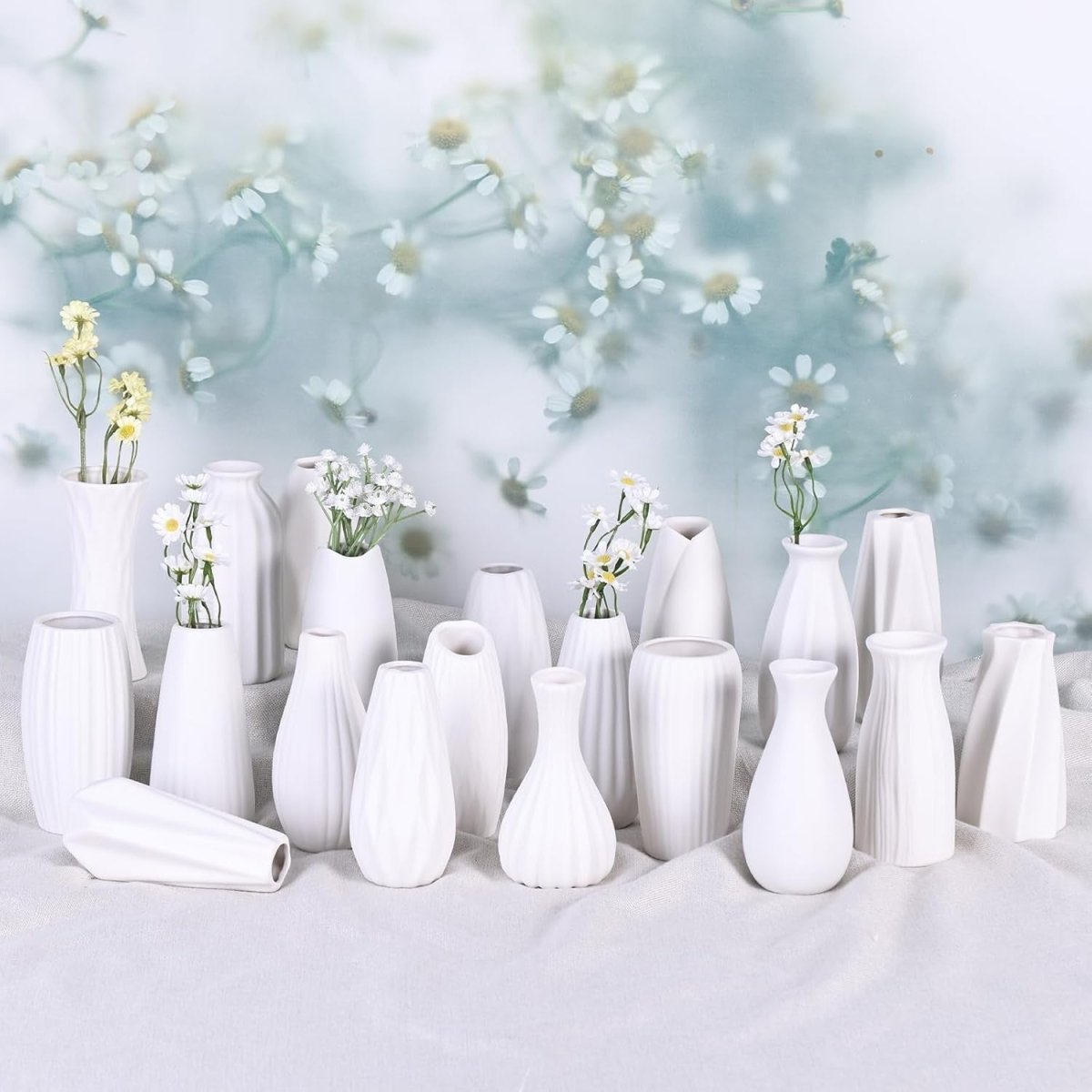 20pcs White Ceramic Bud Vase Set Table Centerpiece Wedding Home Decor - Kwikley