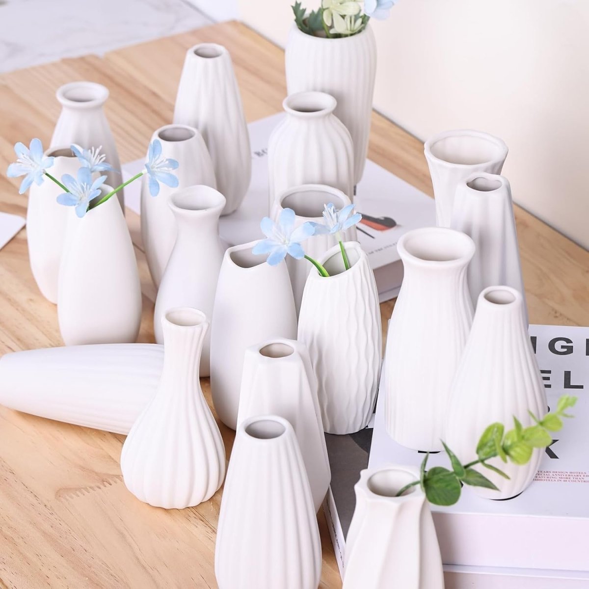 20pcs White Ceramic Bud Vase Set Table Centerpiece Wedding Home Decor - Kwikley