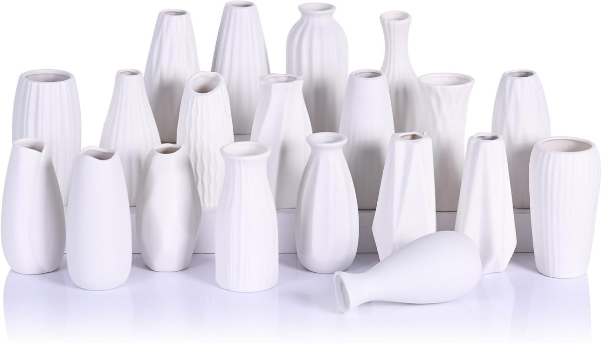 20pcs White Ceramic Bud Vase Set Table Centerpiece Wedding Home Decor - Kwikley