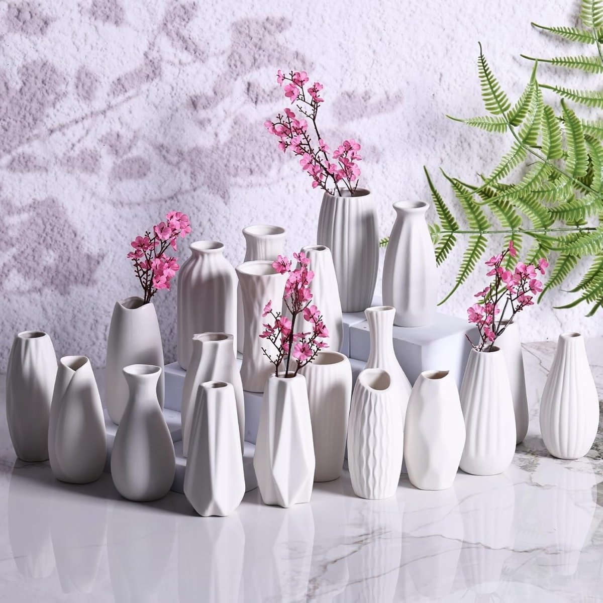 20pcs White Ceramic Bud Vase Set Table Centerpiece Wedding Home Decor - Kwikley