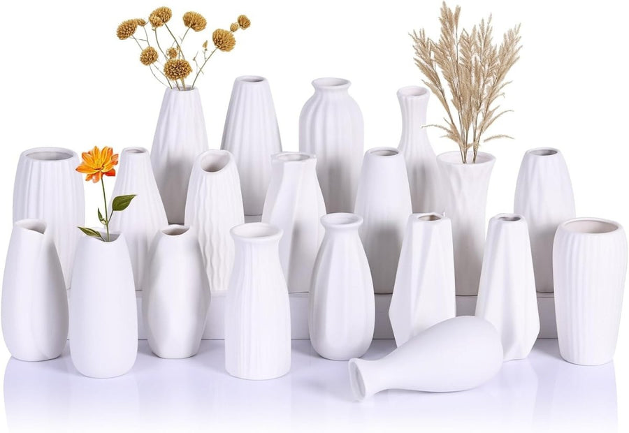 20pcs White Ceramic Bud Vase Set Table Centerpiece Wedding Home Decor - Kwikley