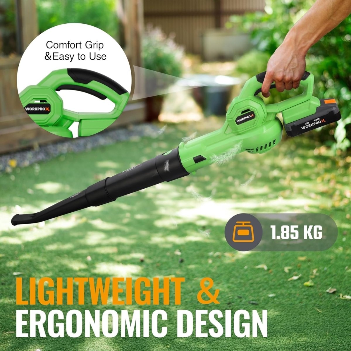 20V Cordless Leaf Blower Electric Garden Yard Patio Cleaner 4000mAh - Kwikley