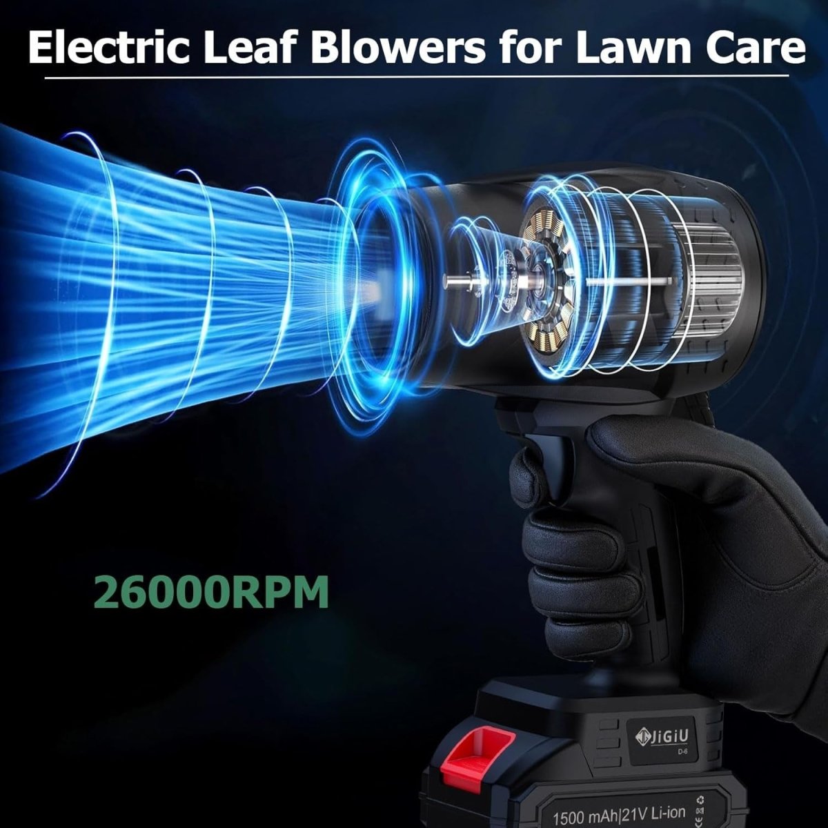 21V Cordless Air Blower 26000RPM Electric Duster Dual Battery Kit - Kwikley