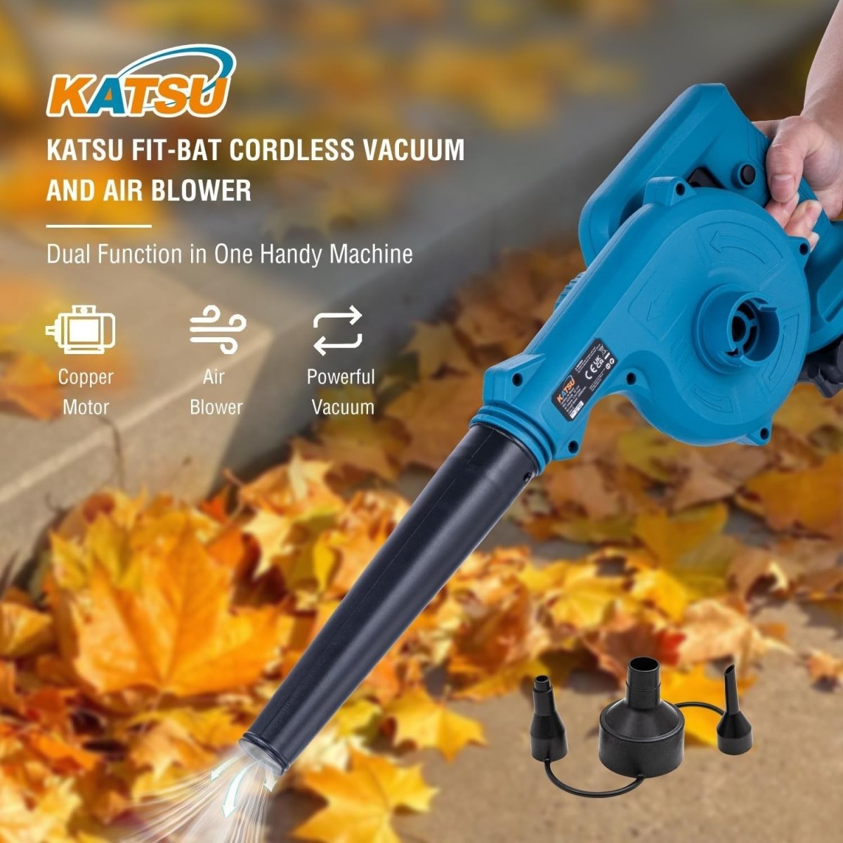 21V Cordless Leaf Blower Handheld Dust Cleaner Garden Car Corners - Kwikley