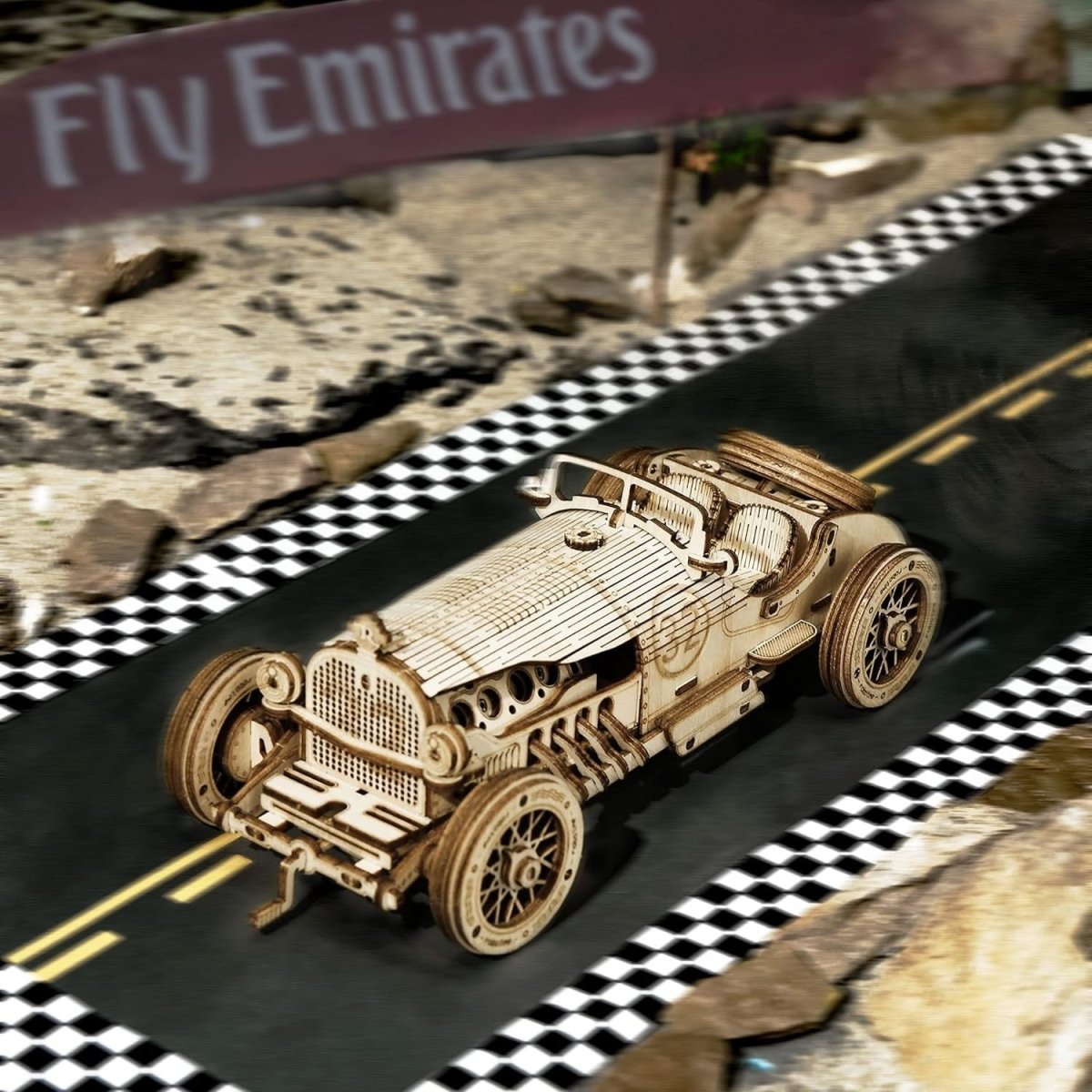 220pc Grand Prix Car 3D Wooden Puzzle DIY Racing Model Kit Build - Kwikley
