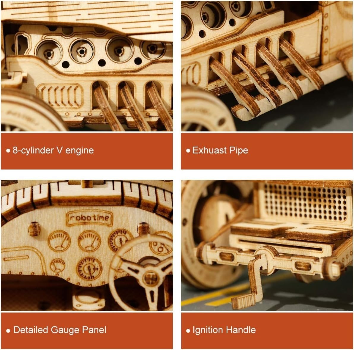 220pc Grand Prix Car 3D Wooden Puzzle DIY Racing Model Kit Build - Kwikley