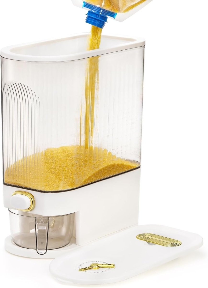 22LBS Rice Dispenser Airtight Clear Grain Storage w Cup - Kwikley