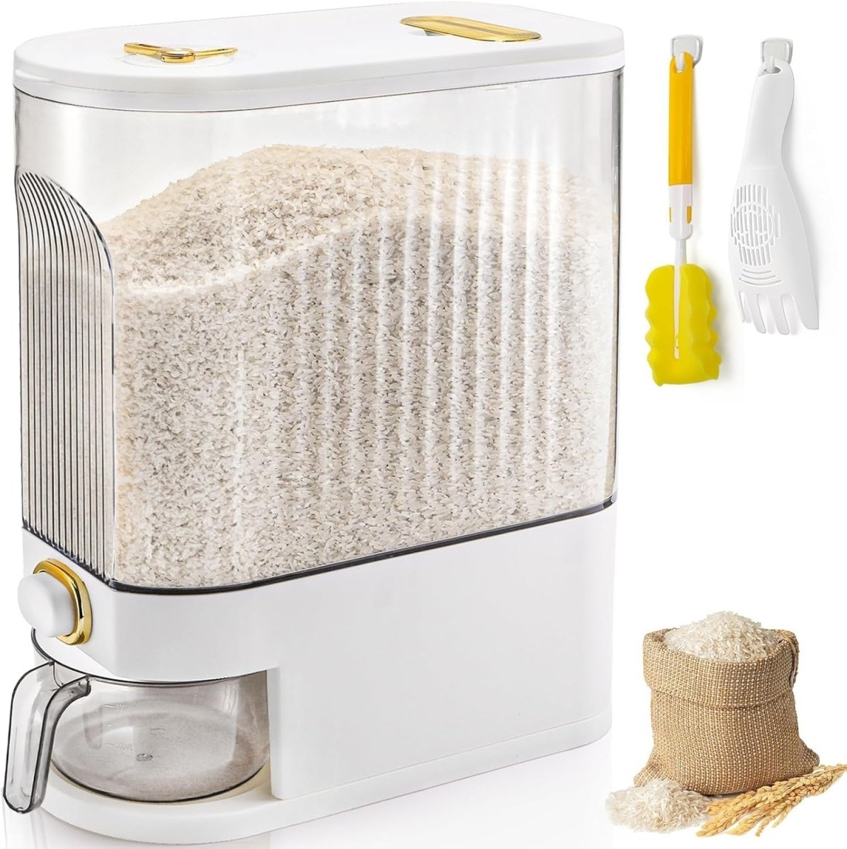22LBS Rice Dispenser Airtight Clear Grain Storage w Cup - Kwikley