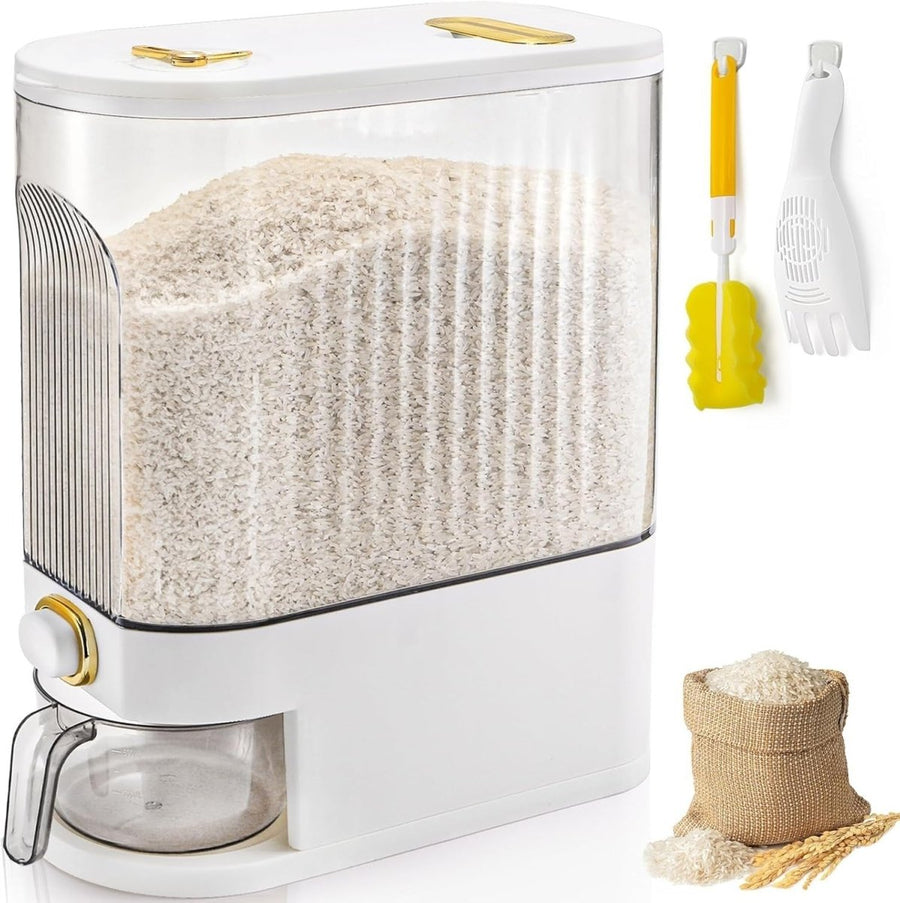 22LBS Rice Dispenser Airtight Clear Grain Storage w Cup - Kwikley