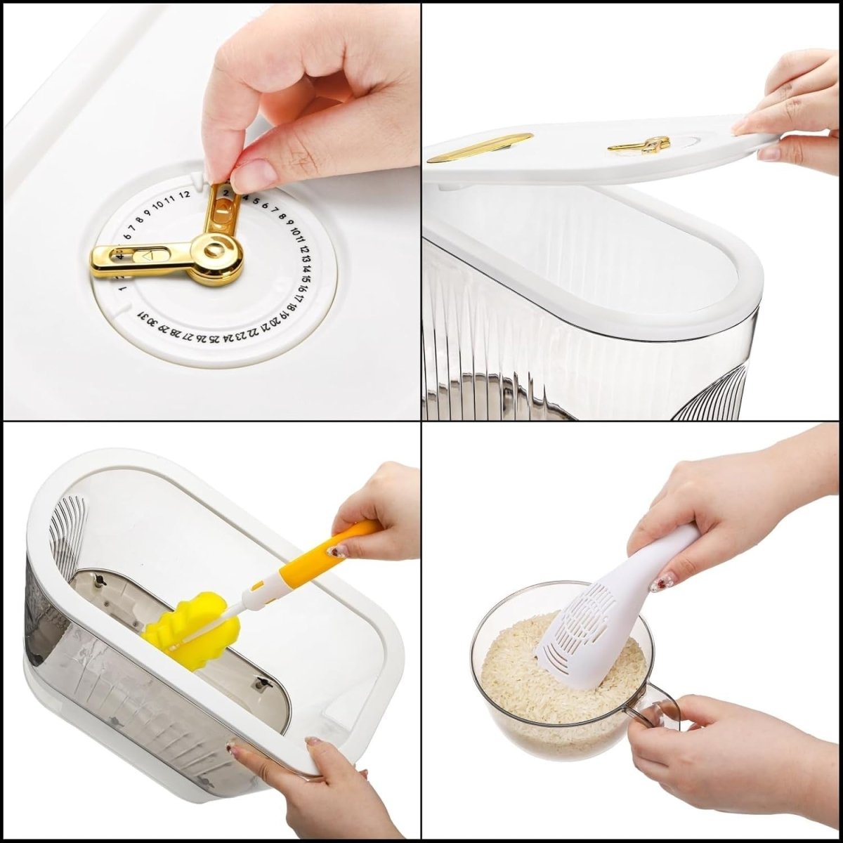 22LBS Rice Dispenser Airtight Clear Grain Storage w Cup - Kwikley
