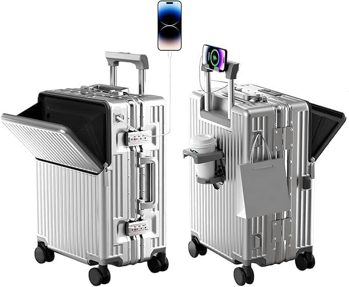 24 Inch Aluminium Frame Suitcase PC Hard Shell TSA Lock Silent Spinner - Kwikley