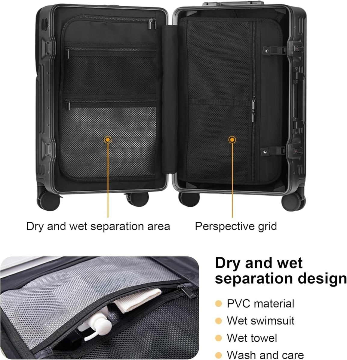 24 Inch Medium Suitcase TSA Lock PC Hard Shell Aluminium Frame Spinner - Kwikley
