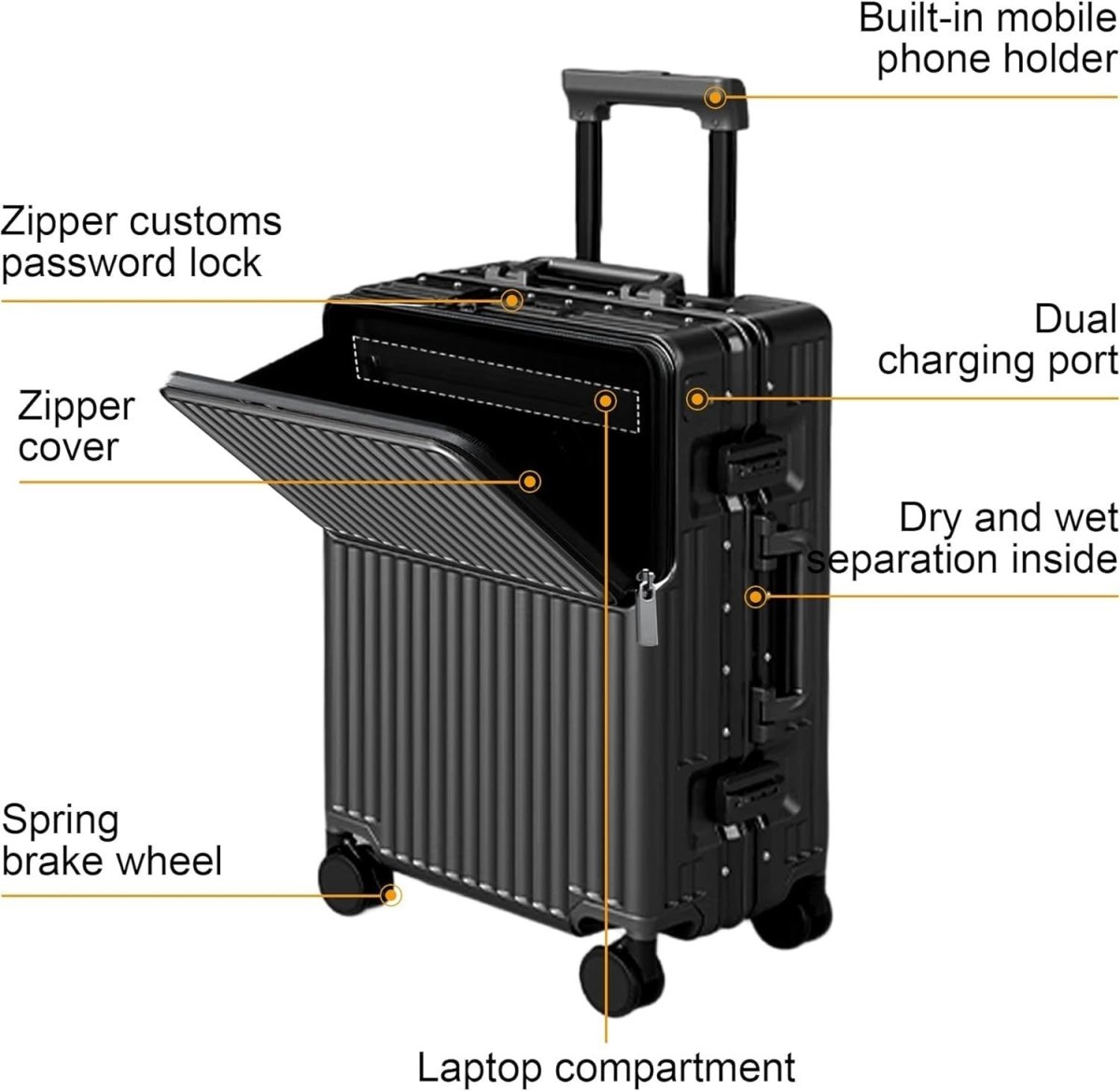 24 Inch Medium Suitcase TSA Lock PC Hard Shell Aluminium Frame Spinner - Kwikley