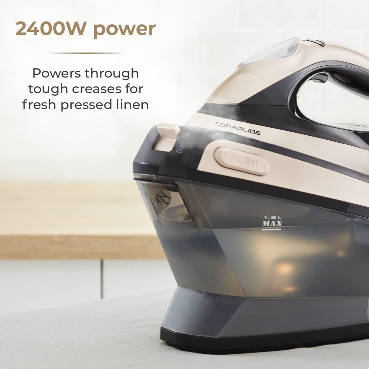 2400W Steam Generator Iron 4.5 Bar 1.5L Tank Ceramic Soleplate - Kwikley