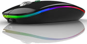 2.4G Rechargeable Silent Wireless Mouse USB LED Ergonomic Black - Kwikley