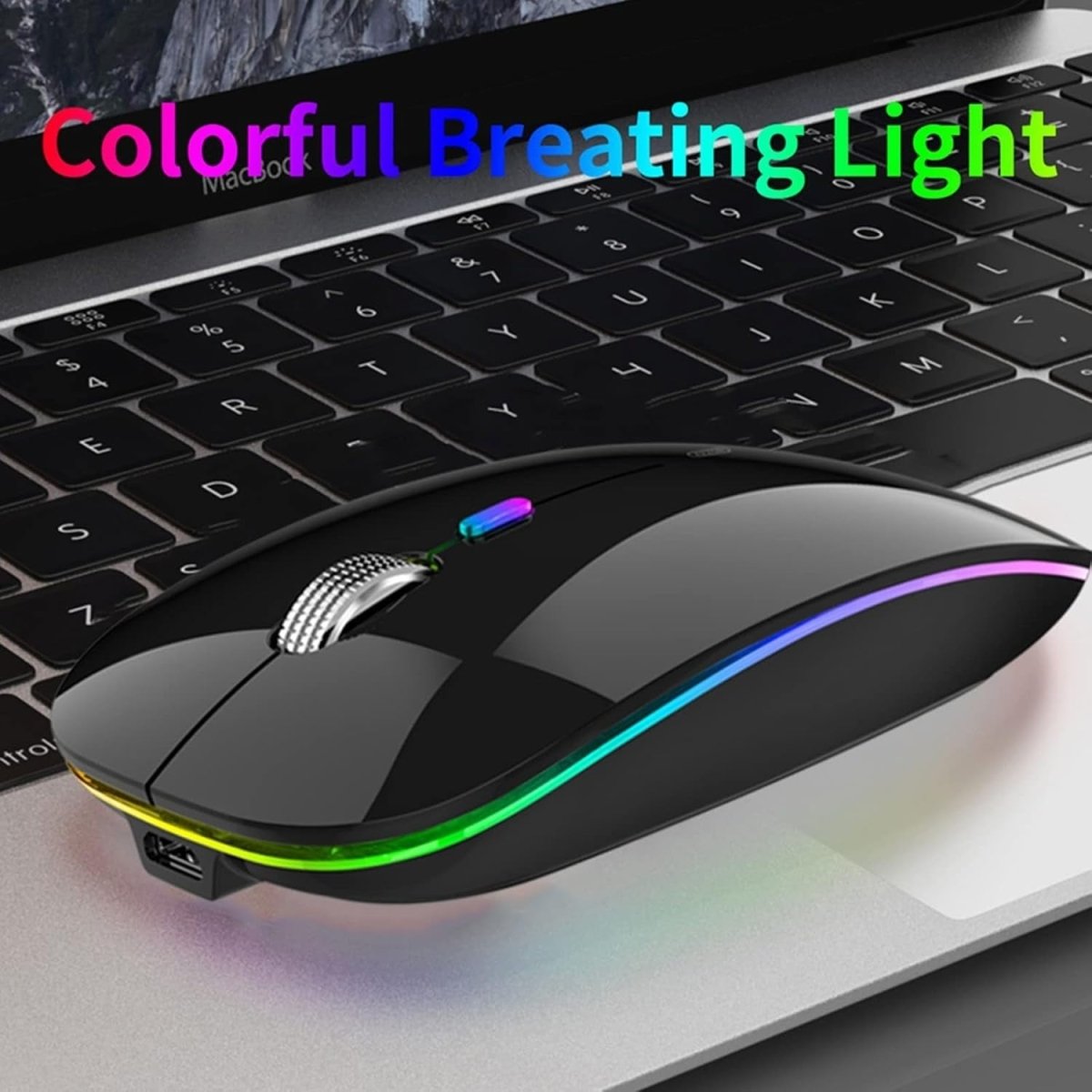 2.4G Rechargeable Silent Wireless Mouse USB LED Ergonomic Black - Kwikley