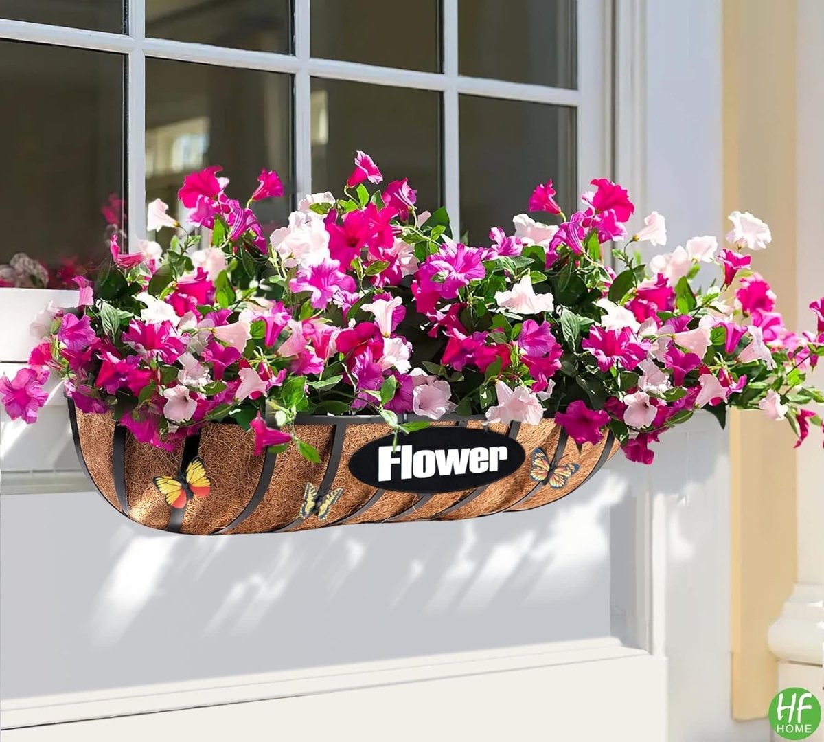 24in Wall Trough Planters Set 4 Metal Window Boxes Coco Liner - Kwikley