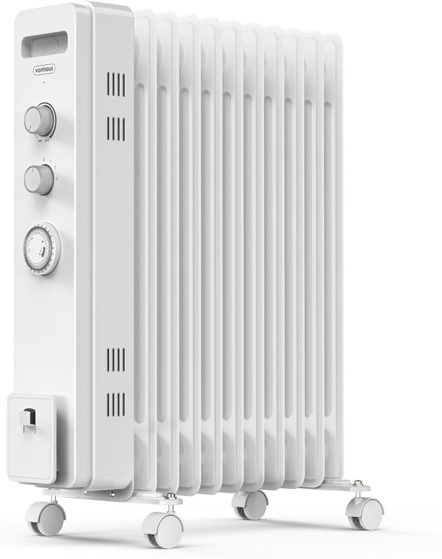 2500W Oil Filled Radiator Heater 11 Fin Portable Electric Timer Thermostat - Kwikley