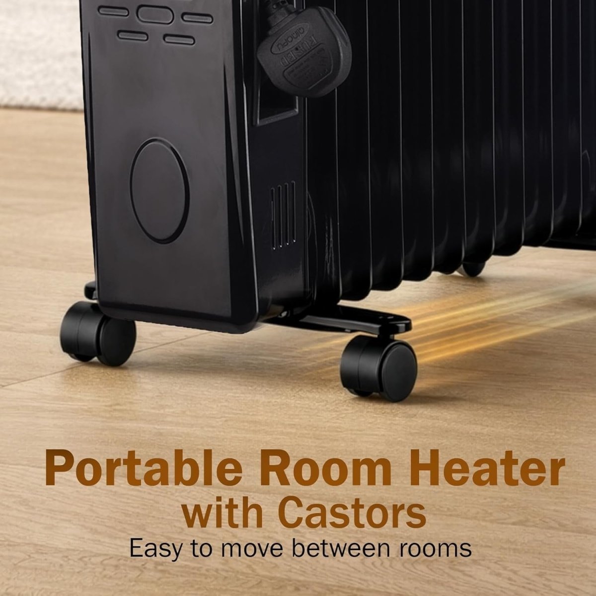 2500W Oil - Filled Radiator Heater – 11 Fins, Thermostat, Portable - Kwikley