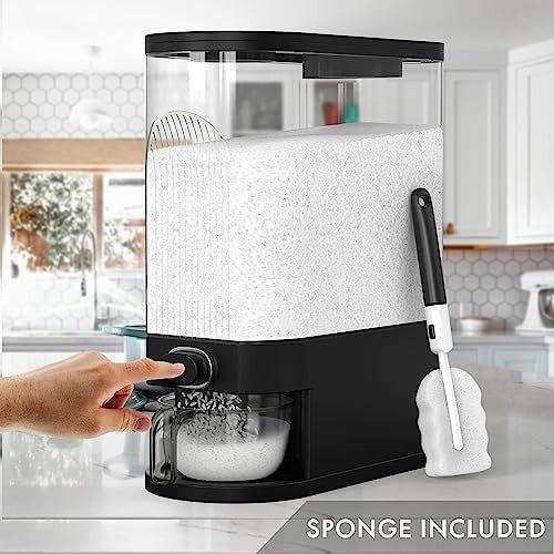 25lb Black Glass Rice Dispenser Airtight Grain Storage w Cup - Kwikley