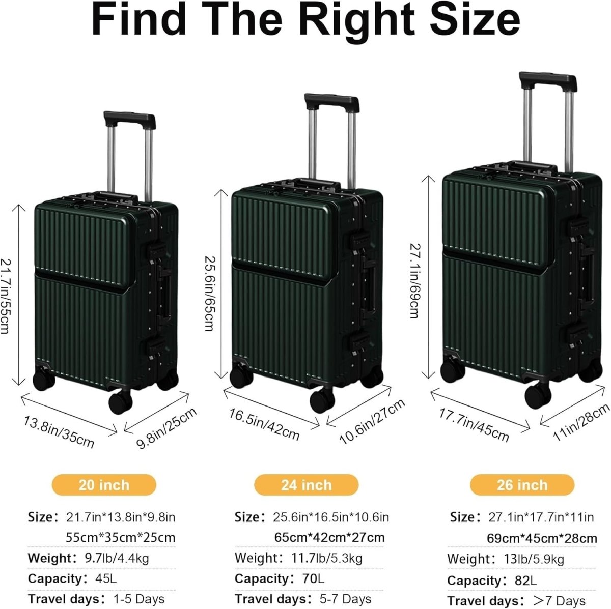 26 Inch Large Suitcase Airline Approved PC Hard Shell TSA Lock Spinner - Kwikley