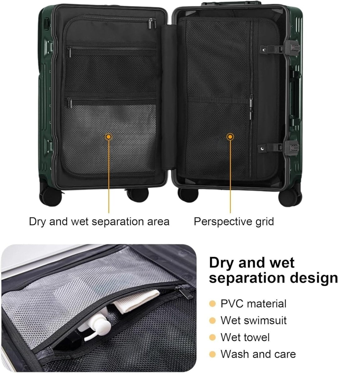 26 Inch Large Suitcase Airline Approved PC Hard Shell TSA Lock Spinner - Kwikley
