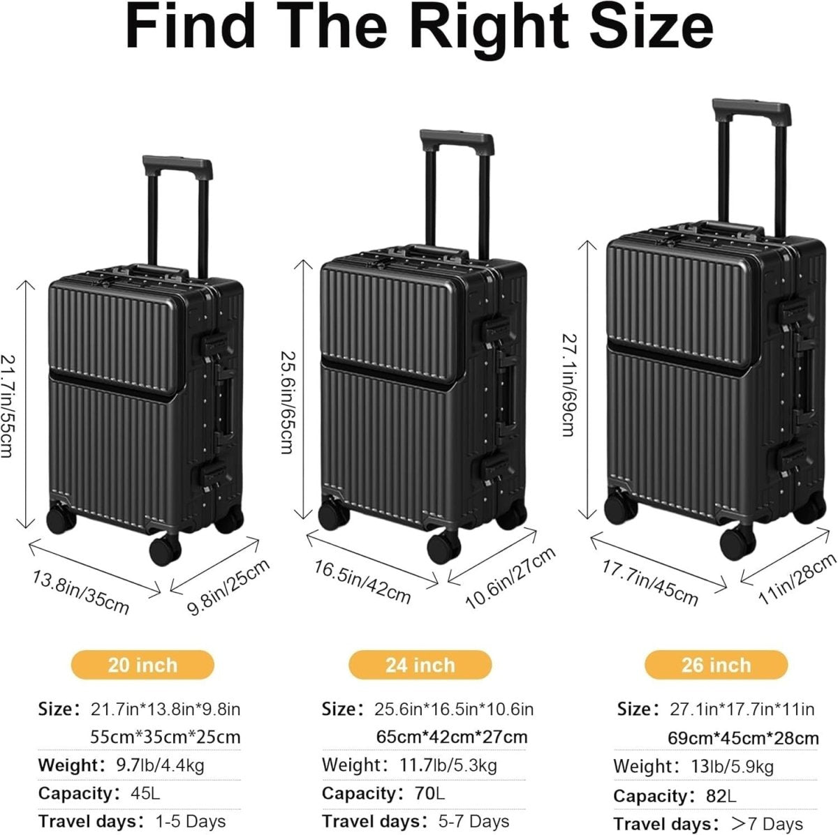 26 Inch Large Suitcase TSA Lock PC Hard Shell Aluminium Frame Spinner - Kwikley