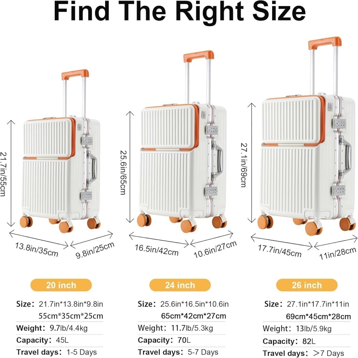 26 Inch Large Travel Suitcase PC Hard Shell Aluminium Frame TSA 360 Wheels - Kwikley
