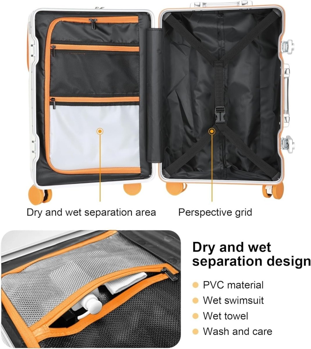 26 Inch Large Travel Suitcase PC Hard Shell Aluminium Frame TSA 360 Wheels - Kwikley