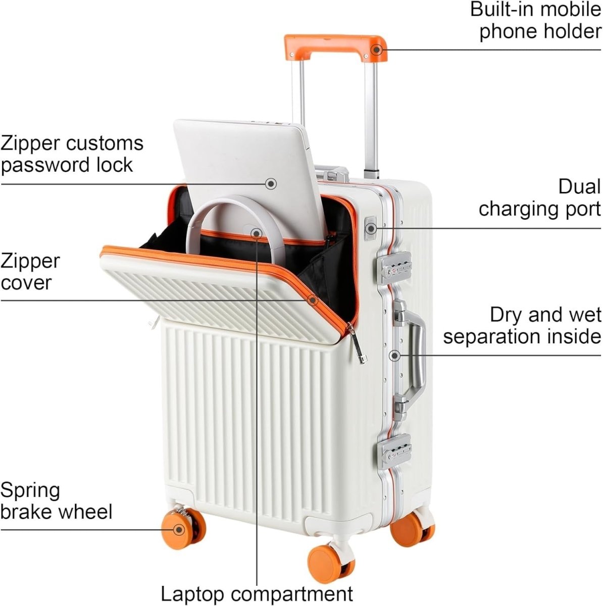26 Inch Large Travel Suitcase PC Hard Shell Aluminium Frame TSA 360 Wheels - Kwikley