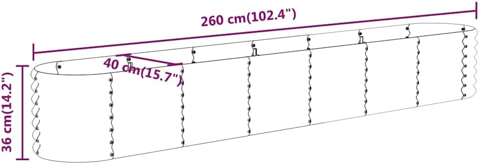260cm Metal Raised Garden Bed Steel Planter Outdoor Vegetable - Kwikley