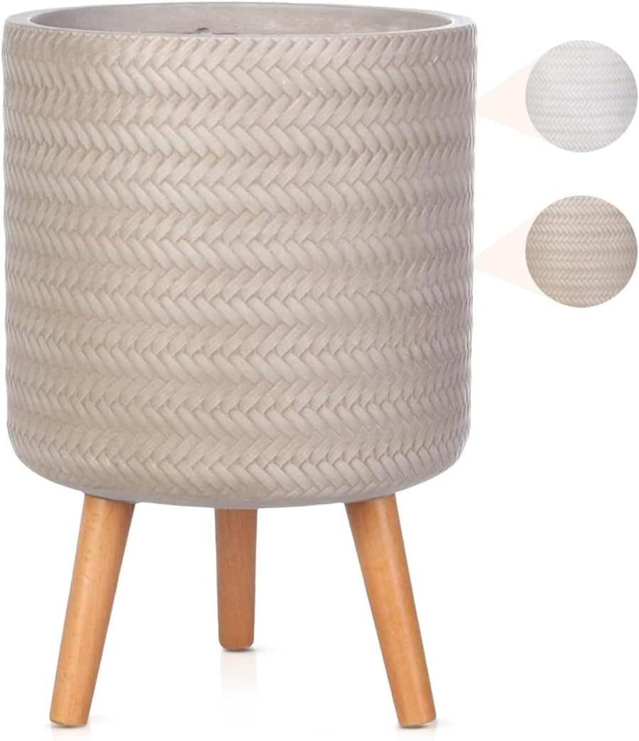 26cm Indoor Plant Pot with Legs Beige Modern Planter Cover 15L - Kwikley