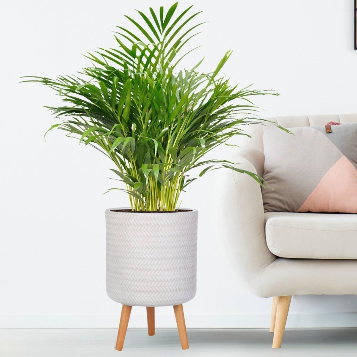 26cm Indoor Plant Pot with Legs Large Modern Planter Cover 15L - Kwikley