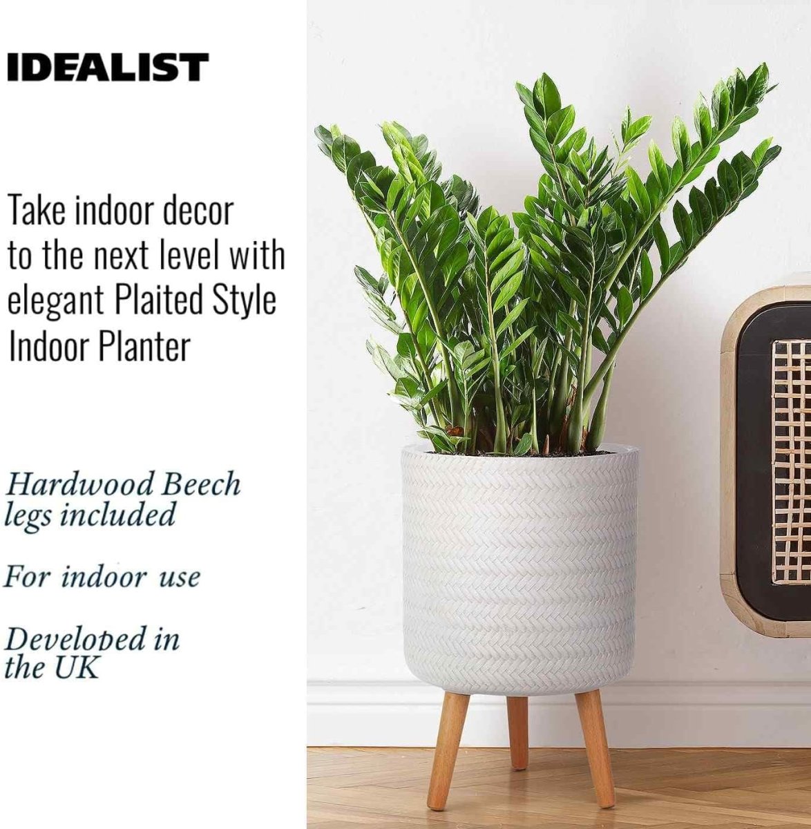26cm Indoor Plant Pot with Legs Large Modern Planter Cover 15L - Kwikley