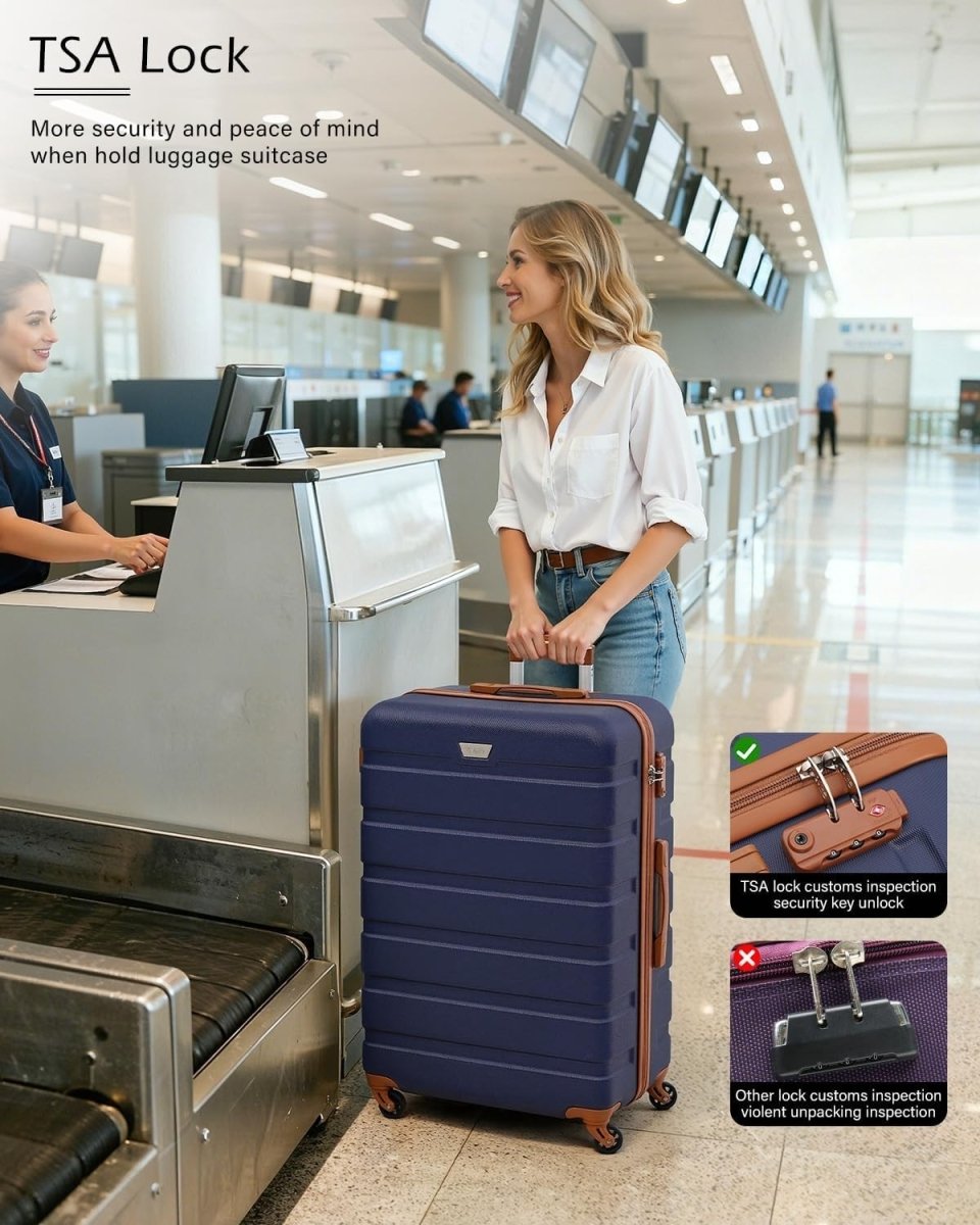 28 Inch Large Checked Suitcase Lightweight Hard Shell Spinner Wheels TSA - Kwikley