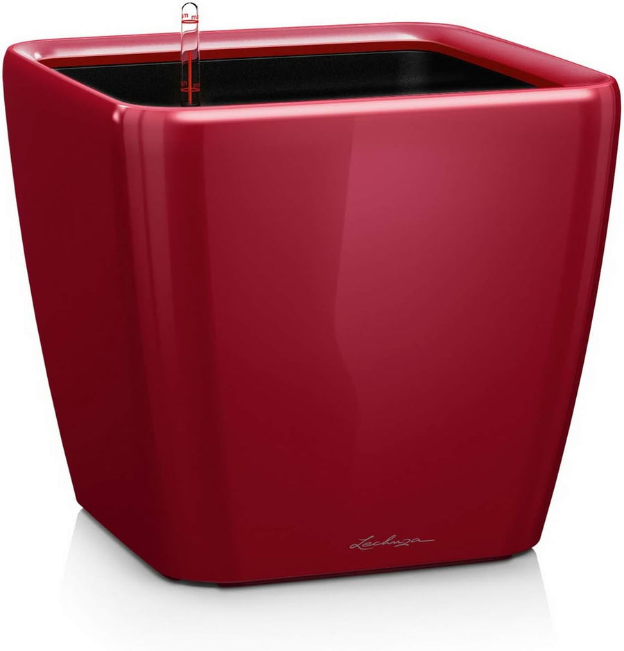 28cm Self Watering Planter High Gloss Red Square Indoor Outdoor - Kwikley