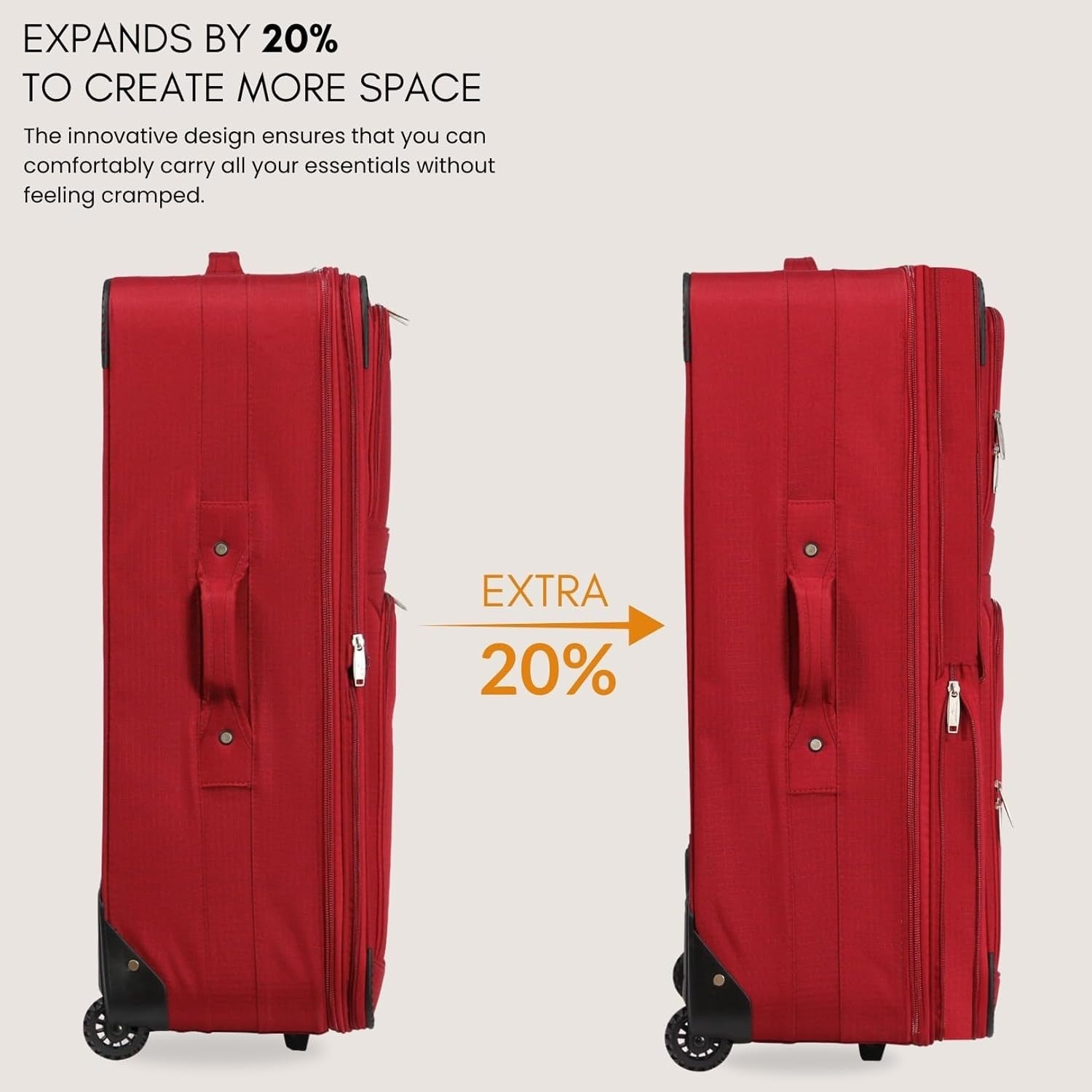 29” Extra Large Soft Suitcase Expandable Lightweight Check In Luggage 92L - Kwikley