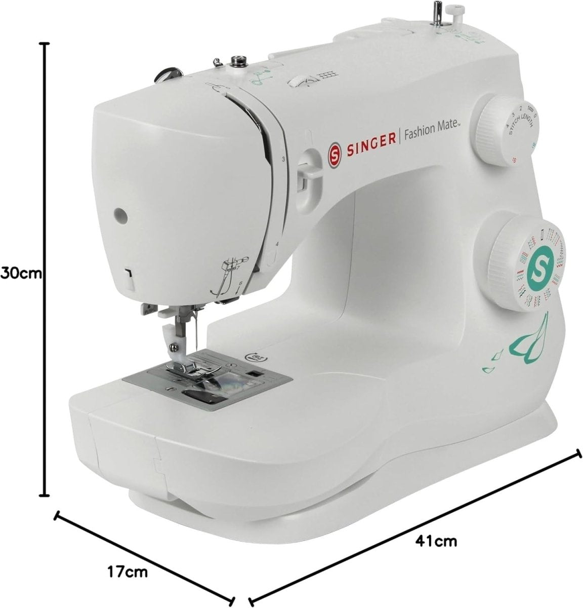 29 Stitch Sewing Machine 1 Step Buttonhole LED Light Electric White - Kwikley
