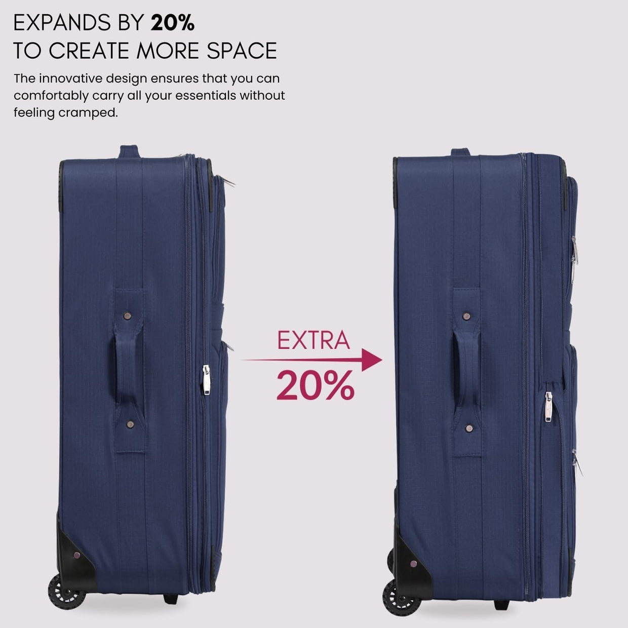 29” XL Soft Check In Suitcase Expandable Lightweight Travel Luggage 92L - Kwikley