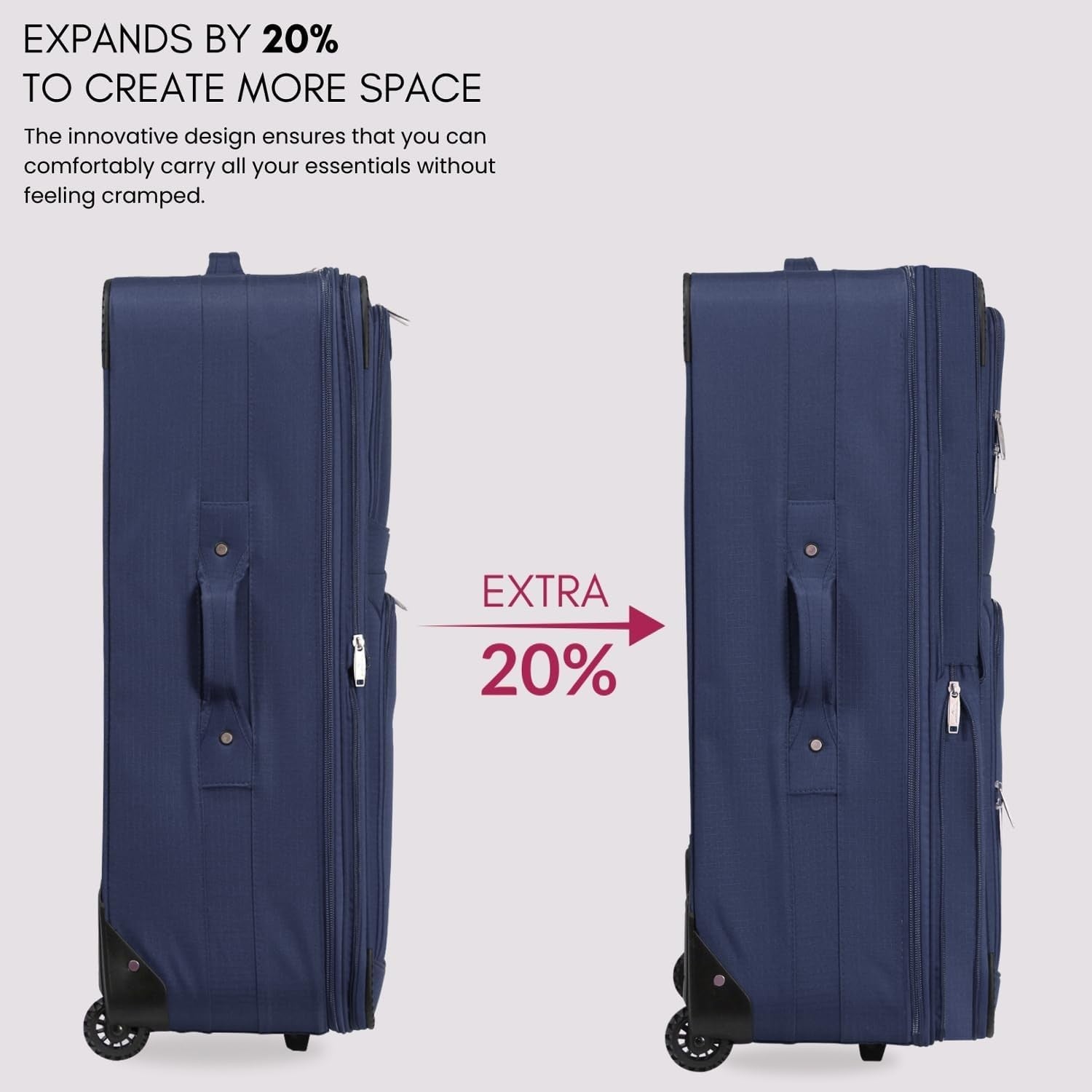 29” XL Soft Check In Suitcase Expandable Lightweight Travel Luggage 92L - Kwikley