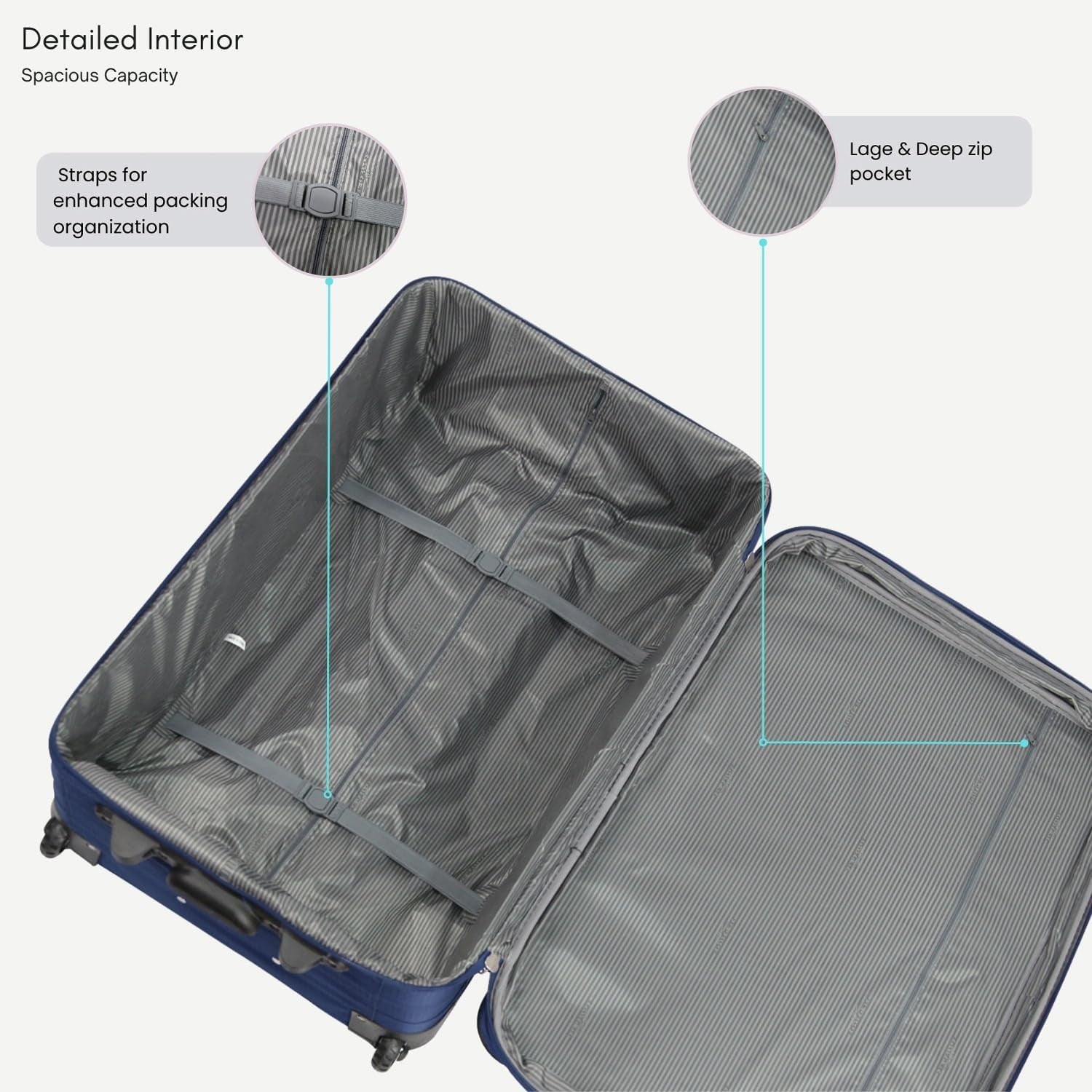 29” XL Soft Check In Suitcase Expandable Lightweight Travel Luggage 92L - Kwikley
