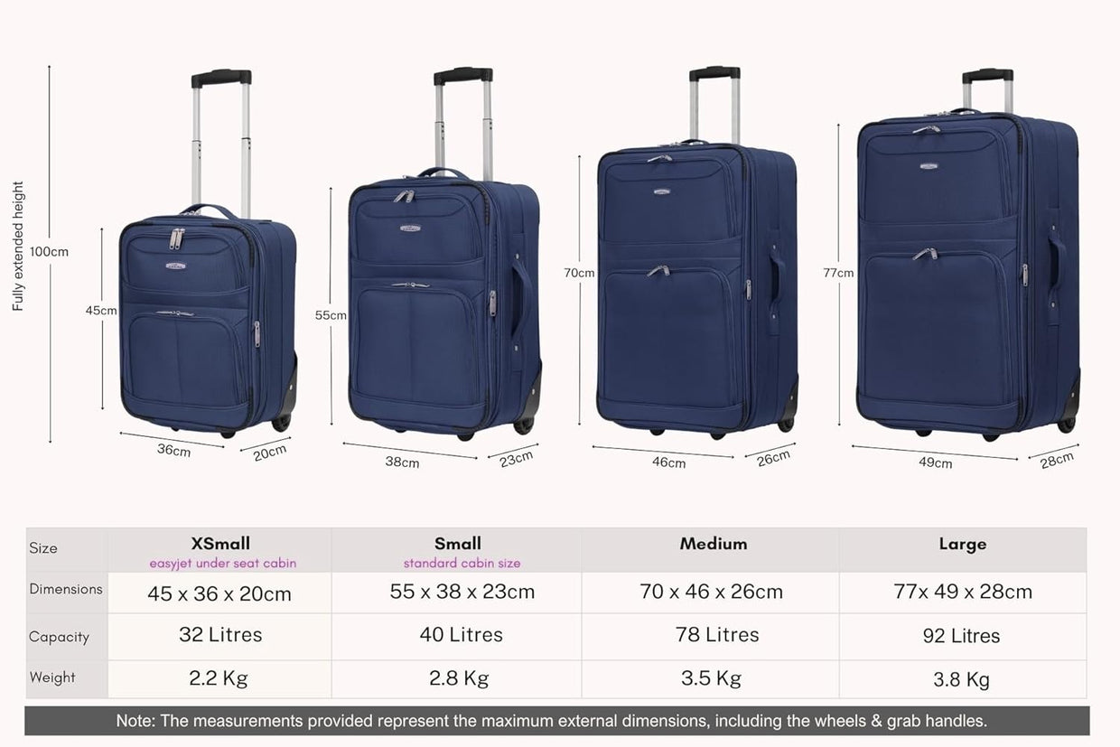 29” XL Soft Check In Suitcase Expandable Lightweight Travel Luggage 92L - Kwikley