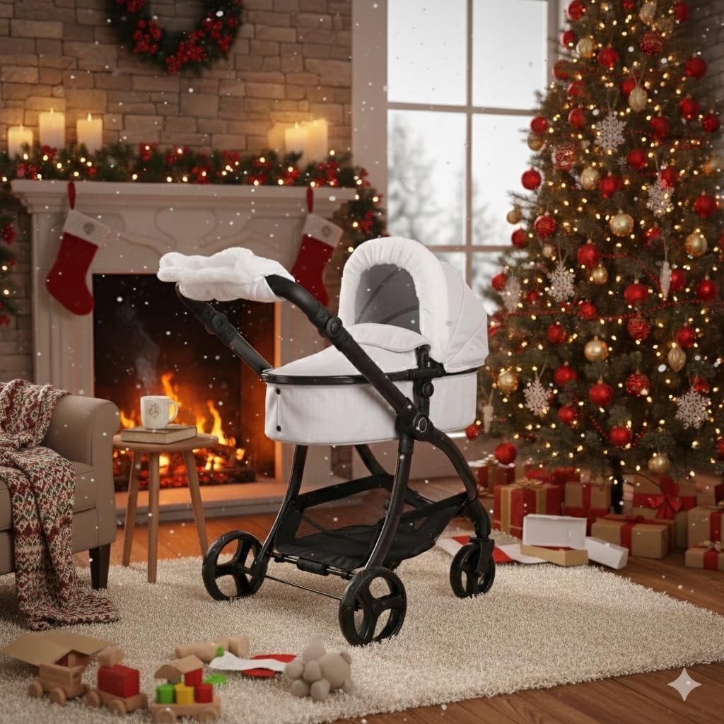 2in1 Doll Pram Pushchair Carrycot Adjustable Handle Luxury Style - Kwikley
