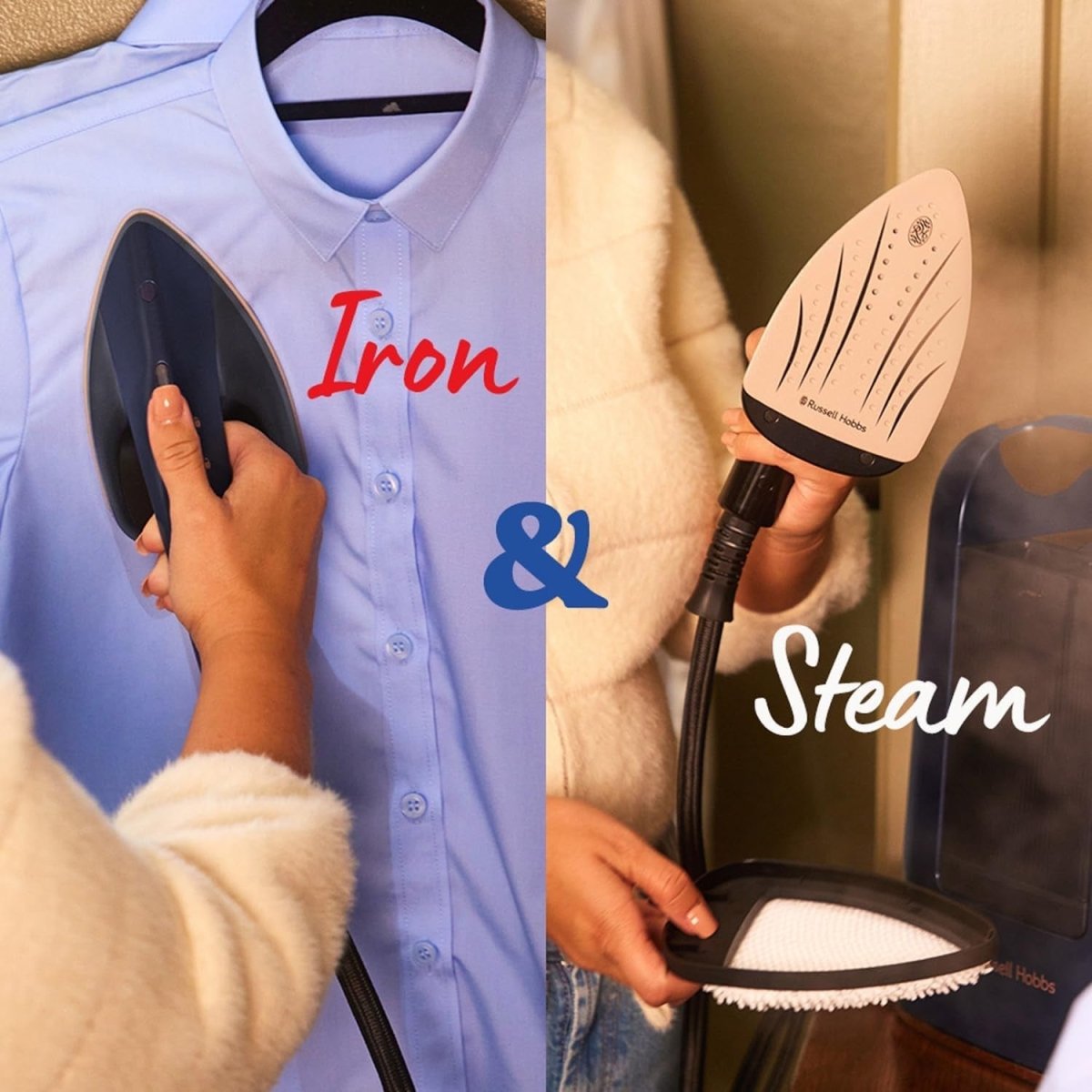 2in1 Handheld Clothes Steamer 1700W 25g Steam 750ml Tank - Kwikley