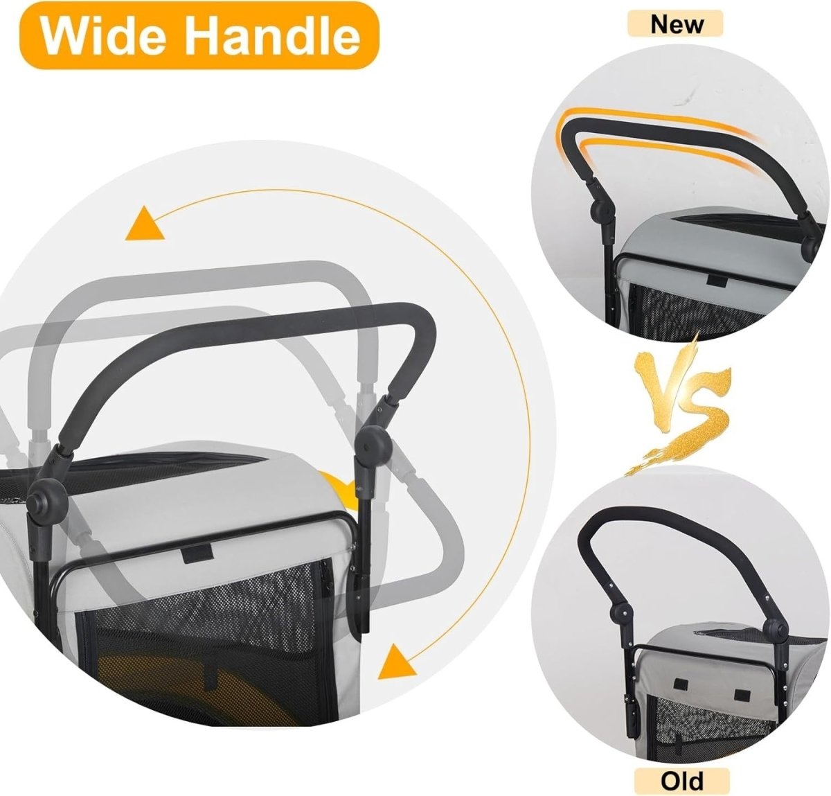 2in1 Heavy Duty Dog Stroller Foldable Pet Buggy Divider 42kg - Kwikley