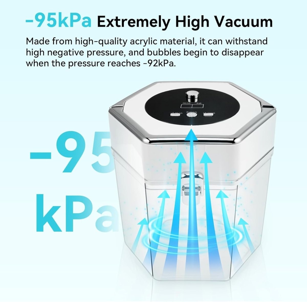 2L Resin Bubble Remover Vacuum Chamber 95kPa Epoxy Degassing Machine - Kwikley